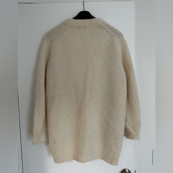 Acne Studies Astrid Alpaca Oversized Sweater Cardigan in Cream. - Picture 2 of 4